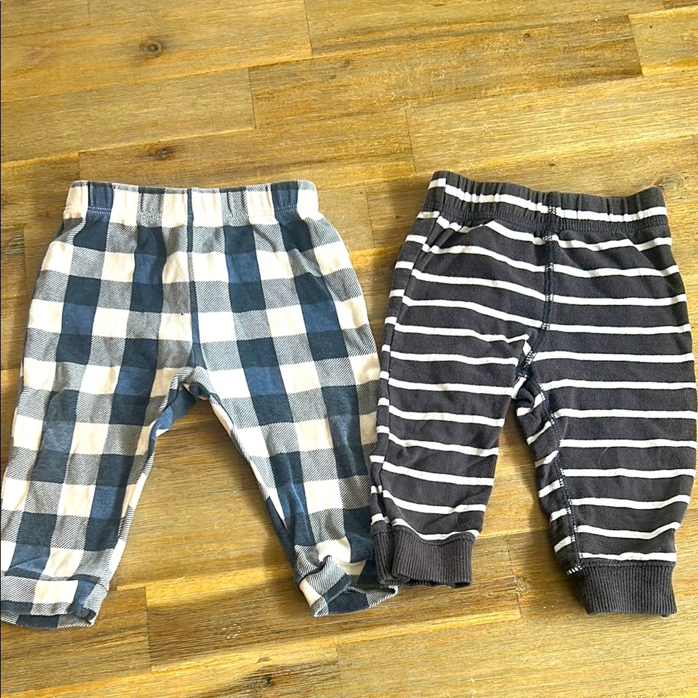 Plaid and Striped Baby Pants Set